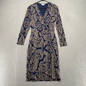 Boden Dress Womens 6L Knee Length Jersey Faux Wrap Office Long Sleeve Henrietta